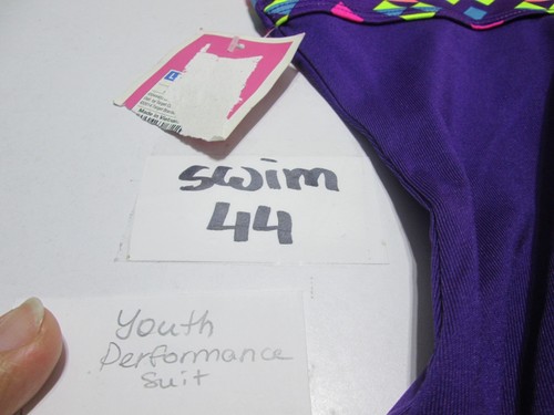 NWT Youth Girls Size L One Piece Performace Suit Purple Stretch Crossback Active - Picture 5 of 5