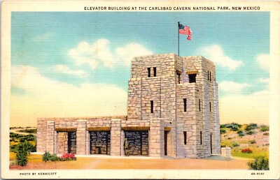 Postcard Carlsbad Caverns Elevator Building New Mexico B142
