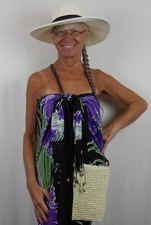 BEACH HAT SUN HAT SUN N' SAND Paper Braid UPF Protection 4" BRIM Ribbon Tassle