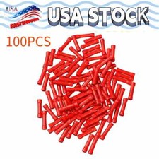 100Pcs Red Butt Wire Connectors Crimp Terminals Electrical 22-18 AWG NEW
