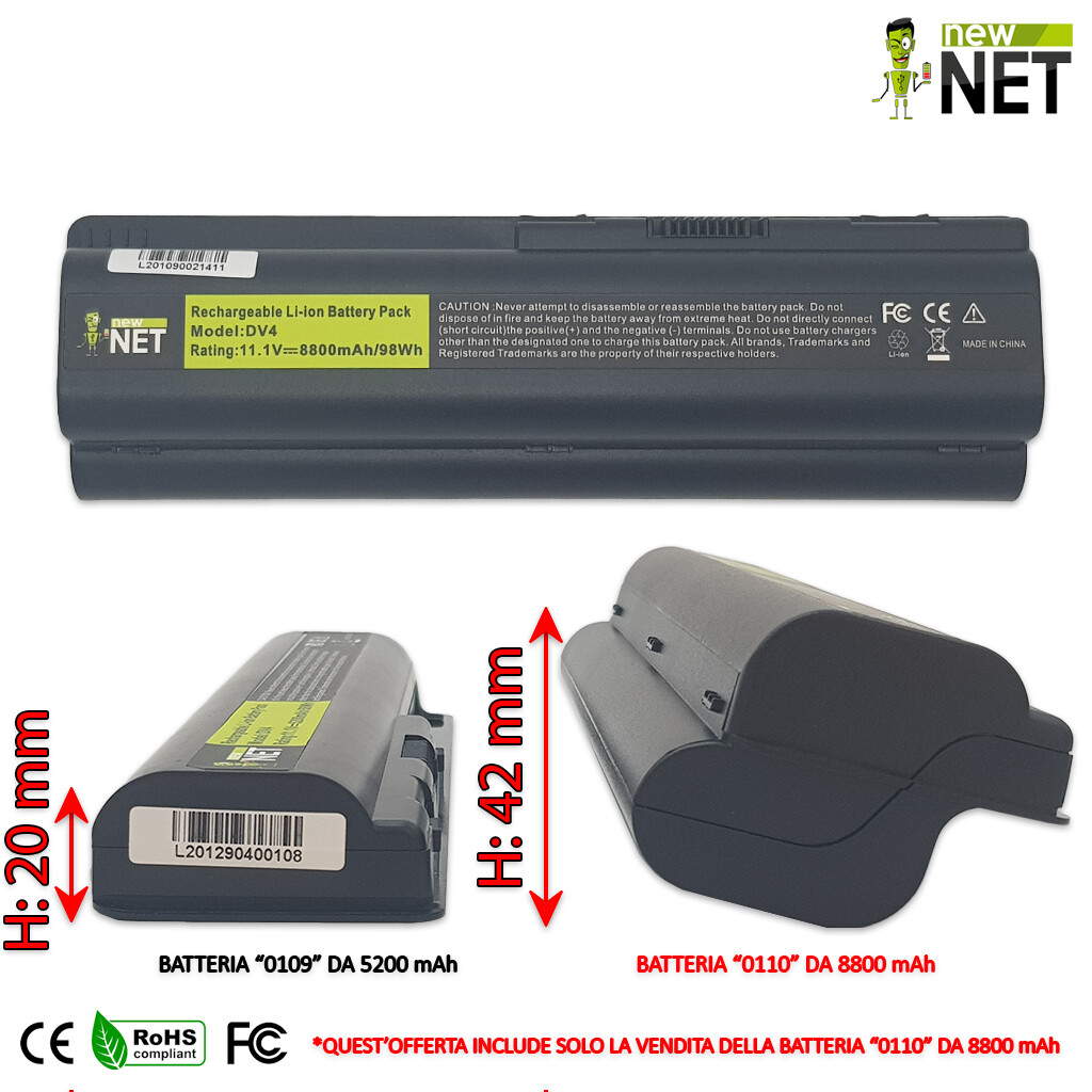 New Net Batteria 5200mAh Per HP Presario CQ61 E Compaq – Alta Capacità, Compatibile - 5