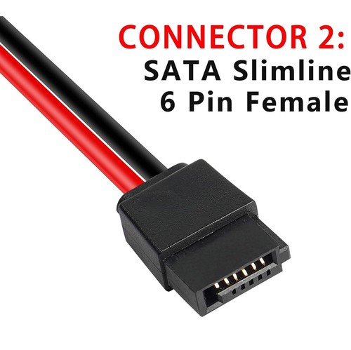 MEIRIYFA 2PCS SATA 15-Pin Maschio a SATA 6-Pin Femmina Slimline Cavo Adattatore Alimentazione - Foto 5 di 6