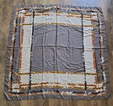 2 VTG Scarves Vera Neumann Signed Large Square Scarf Silky Golden Brown