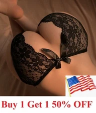 Women Sexy Lace Briefs Crotchles G-string Thongs Lingerie Underwear Panties