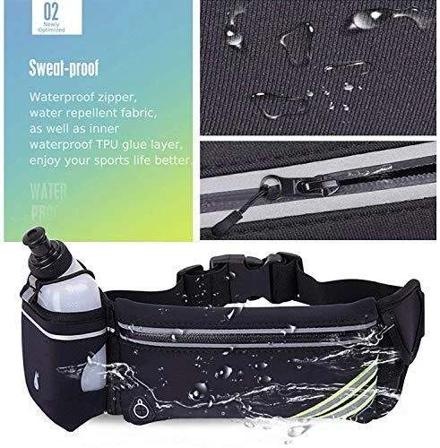Sporty Water Bottle Waist Belt Bag with Phone Pouch for Running Fitness