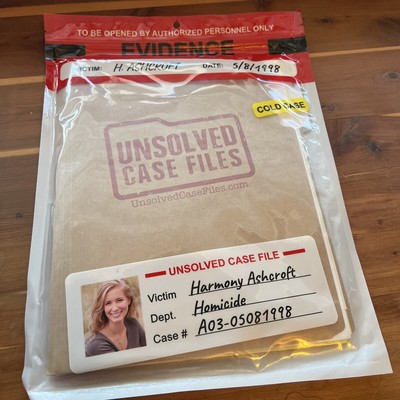 New UNSOLVED CASE FILES: Ashcroft, Harmony - Cold Case Murder Mystery Party Game