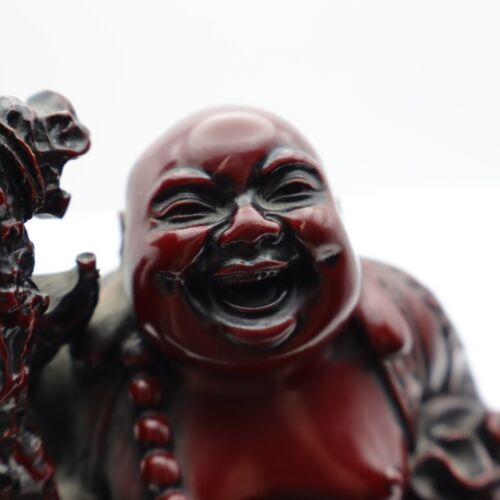 Chinese Red Resin Happy Laughing Buddha Figurine Statue-Heavy Weight - Picture 14 of 15