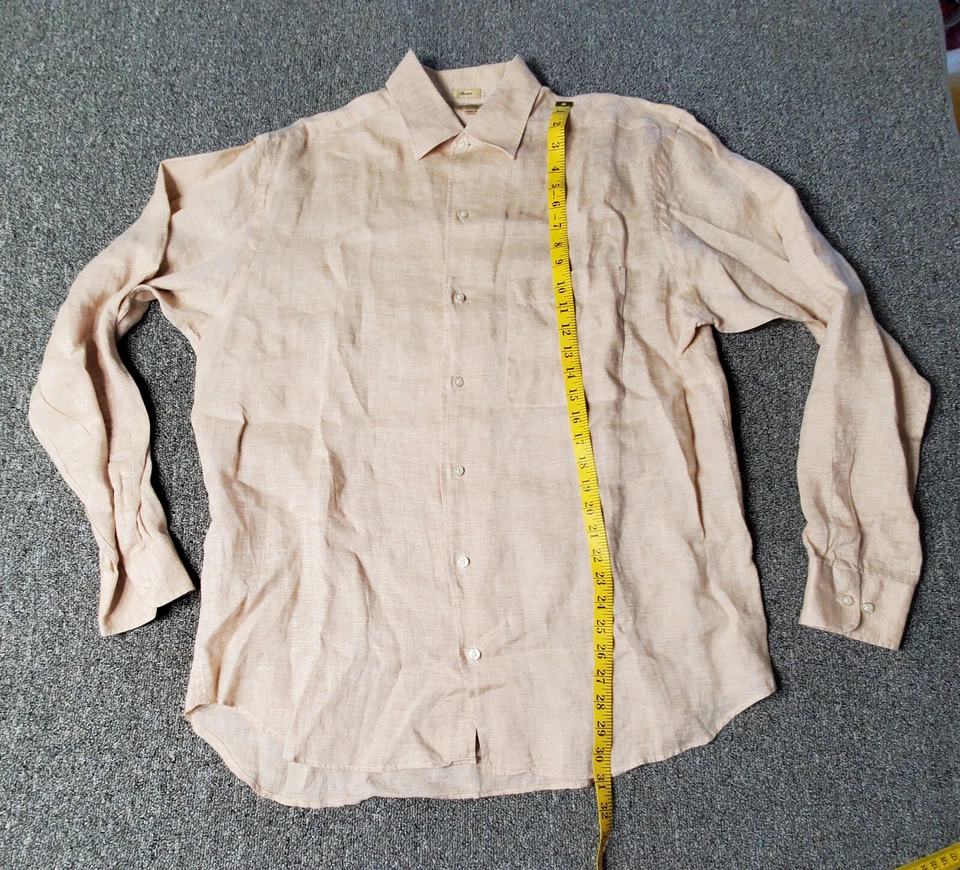 Paul Stuart Shirt Men Made in Italy Beige Linen Sport Shirt Size XL Casual Top - Image 3 of 4