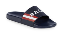 Bally Men's Slide Rubber Blue Simon Logo Sandals 8D US 6234035 NIB 195