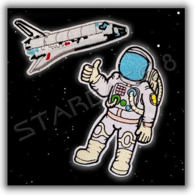 ASTRONAUT & SPACE SHUTTLE SET TEXTIL AUFNÄHER / PATCH - NASA SPACE