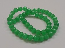 Cat Eye Beads, Round, Green, 8mm, Hole: 1mm Qty 20 Beads