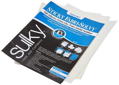 Sulky Sticky Fabri Solvy Stabilizer 8.5x11 12 Pack Self Adhesive Wash Away