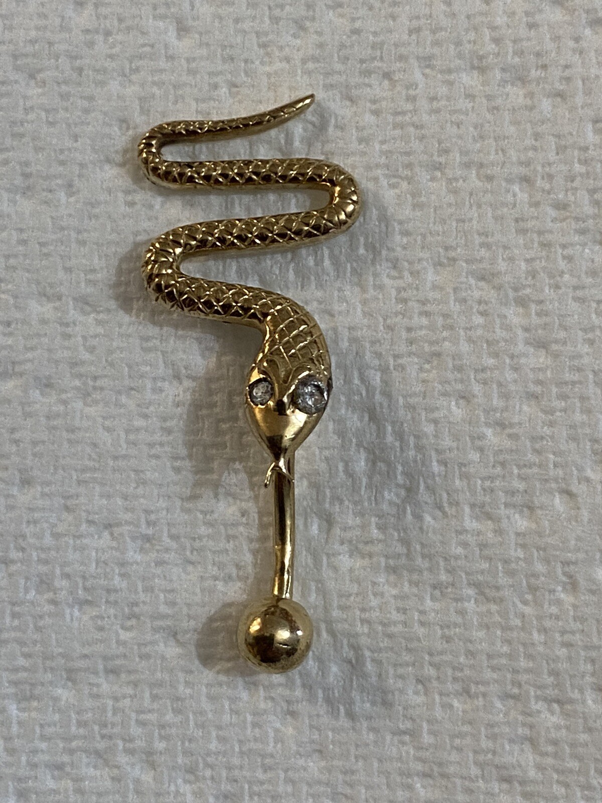 Vintage 9ct Solid Gold Bellybutton Snake Shape - image 1