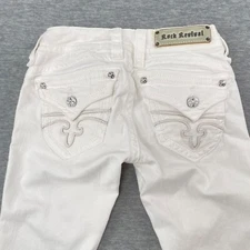 Rock Revival Jeans Women 26 White Heather Straight Flap Pocket Stretch Slim Fit