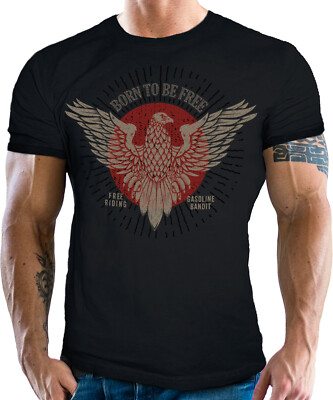 GASOLINE BANDIT T-Shirt Born to be free free riding Bike Biker S - 4X MB