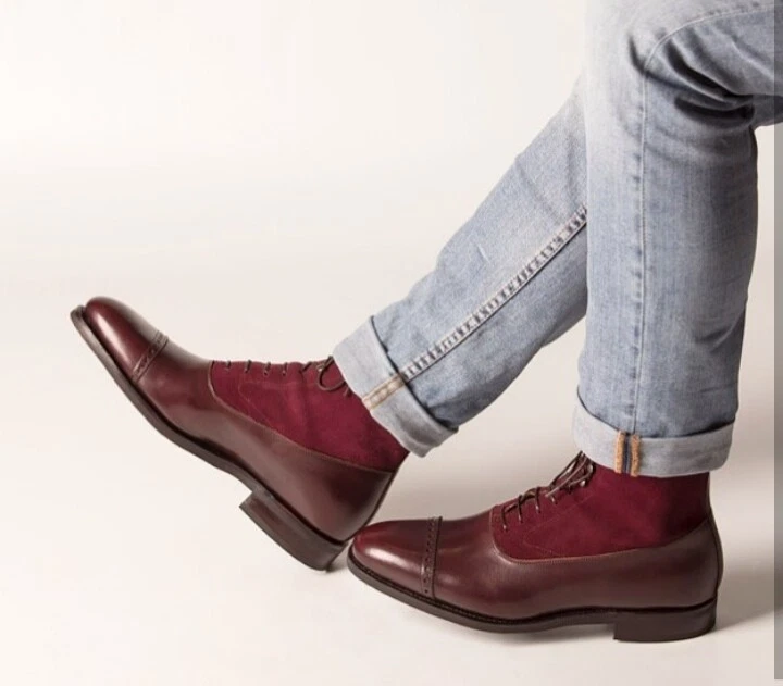 Burgundy dress cheap boots mens