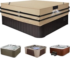 Square Hot Tub Cover 96x96 in Waterproof 900D Spa Cover with Straps Outdoor