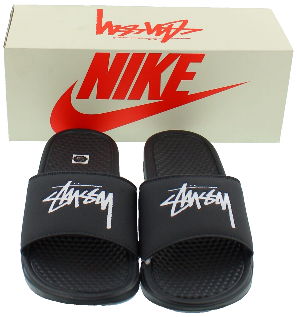 Stussy x Nike Benassi Sandals, Mens Off Noir Slides CW2787-001