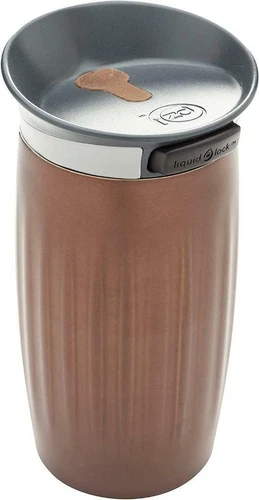 Thermal Travel Mug Flask Stainless Steel Double Wall, Button Lid, 350ml / 12 oz