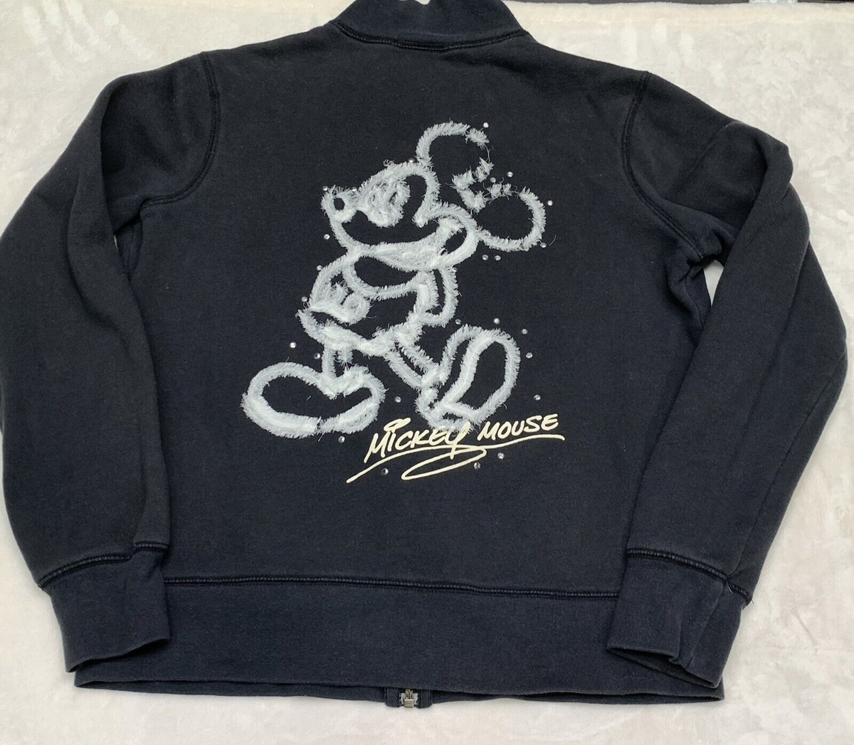 WALT DISNEY WORLD DISNEYLAND RESORT WOMEN SIZE M BLACK ZIP UP EMBROIDERED  A12