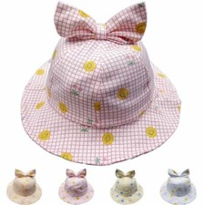 Kids Children Baby Summer Hat with Large Bow Simley Face Emoji Design Cute color
