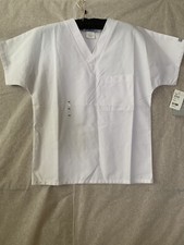 FUNDAMENTALS BY WHITE SWAN Scrub Top Unisex XXS White  1175 