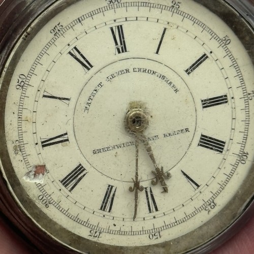 60mm Sterling Silver Patent Lever Chronograph Greenwich Time Keeper TO RESTORE - Picture 2 of 24
