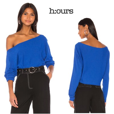 The H:OURS Women s Sera Blue Off Shoulder Sweater Size Medium