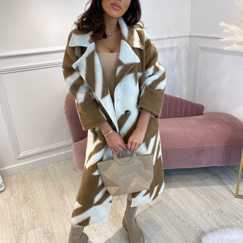 American Occident Womens Lapel Collar Mid Long Trench Coat Overcoat Loose Spring - Bild 29 von 29