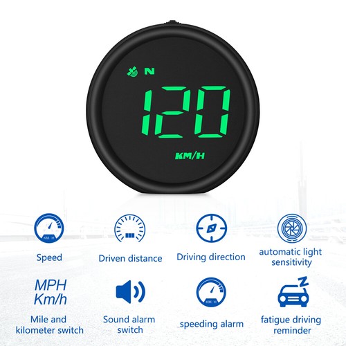 Digital GPS Speedometer Car HUD Head Up Display Overspeed Alarm Compass KMH MPH - Picture 6 of 13