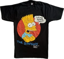 80’s, 90’s Vintage Simpson  Single Stitch Medium Black Screen Stars Best.  USA.