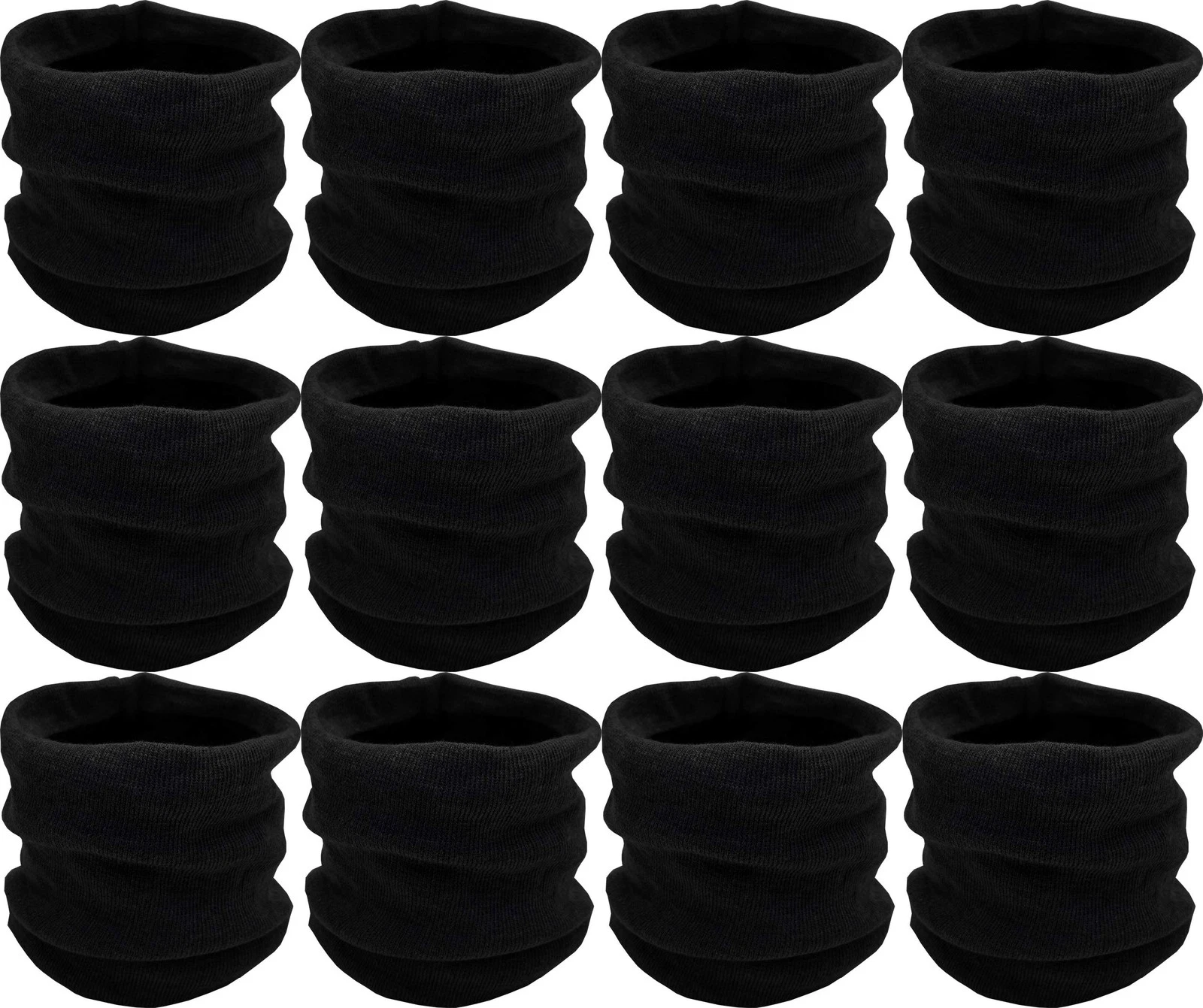 12 Pack Winter Neck Buff Warmers Thermal Fleece Lined Scarf Wrap