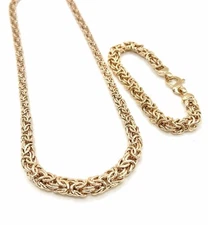 Milor Italy Bronze Byzantine Necklace 20” & Bracelet 8” Polished Set 