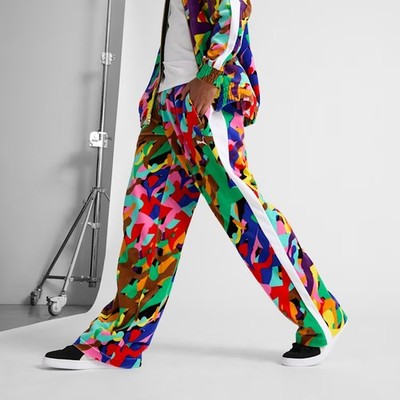$130 Puma T7 Velour Track Pants AOP Rainbow Print Oversized Mens Large 627189-01