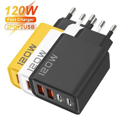 120W USB-C Fast Charger with 4 Ports for iPhone, Samsung, Xiaomi