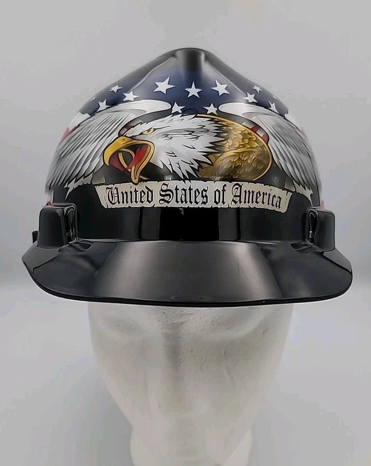 Casco Patriótico MSA V-Gard Casco EE. UU. Tipo 1 Mediano Bandera Águila Estados Unidos Foto 2 de 4