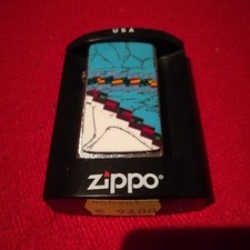 Zippo Feuerzeug Blau/weiss mit Etui Grafik Art Muster Style SELTENES MOTIV!