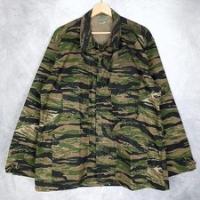 US Military Tiger Stripe Jacket Mens Large Regular Camo Ripstop BDU Vietnam War