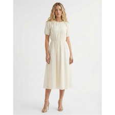 Pamela Love Yellow Eyelet Dress Large Cottagecore Puff Sleeve Open Back Boho