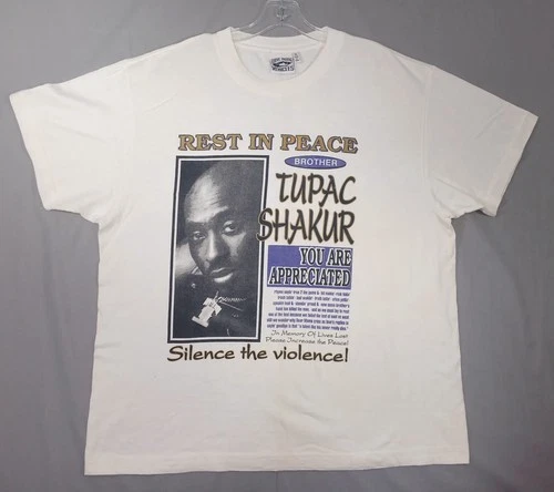 Rare Vintage Tupac Shakur "Silence the Violence" Memorial Ra Vintage vintage concert t-shirt, vintage, size XL, single stitch, B+ condition
