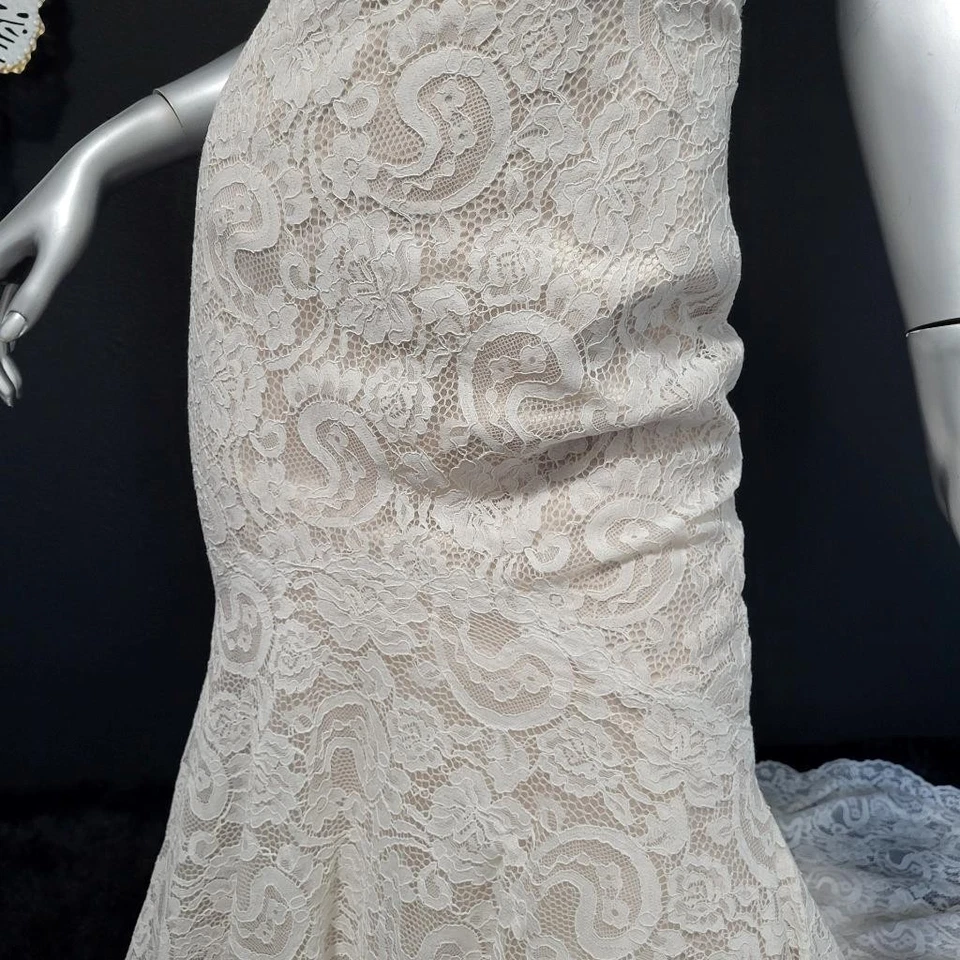 NUEVO CON ETIQUETAS~$1695~MADISON JAMES~TALLA 4~VESTIDO DE NOVIA ACAMPANADO Y ENCAJE MARFIL CHAMPÁN Foto 4 de 4