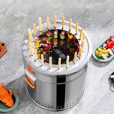Portable Vertical Charcoal Grill Smokeless Hanging BBQ Barrel