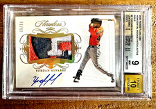2020 PANINI FLAWLESS YORDAN ALVAREZ ROOKIE RC LOGO JERSEY PATCH AUTO /10 BGS 9