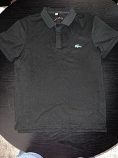 Lacoste Men's Black Short Sleeve Polo Shirt M Logo Button Collared Knit