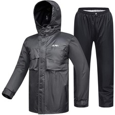 ILM Motorcycle Rain Suit Men Waterproof Raincoat 6 Pockets 2 Piece Set RS02