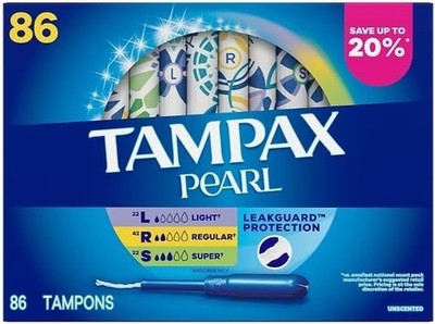 Tampax pearl tampons multipack, with leak guard braid, light/regular/unscented