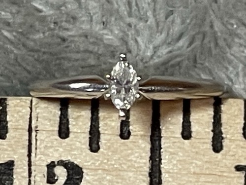Anello da sposa matrimonio fidanzamento solitario diamante marchesa 1/5 ct oro bianco 14 carati! - Foto 11 di 14