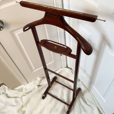 Vintage SPQR Made in Italy Wood Valet Butler Stand Cufflink Tray w/ Casters Rare