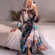 2025 New, Pleated, Thin, Exotic, Long-sleeved Medium and Long Dress for Women