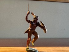 Vintage Elastolin Native American Indian Charging Shield Tomahawk - Near Mint